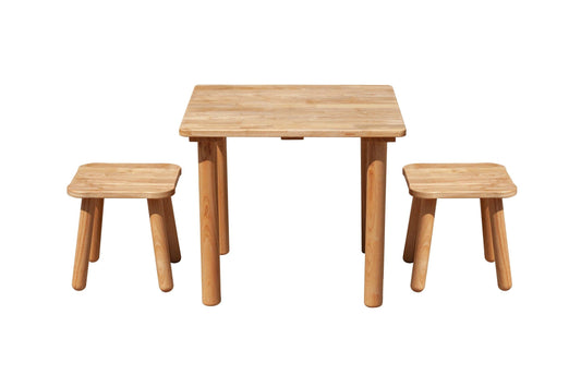 Classic Square table and 2 stools.