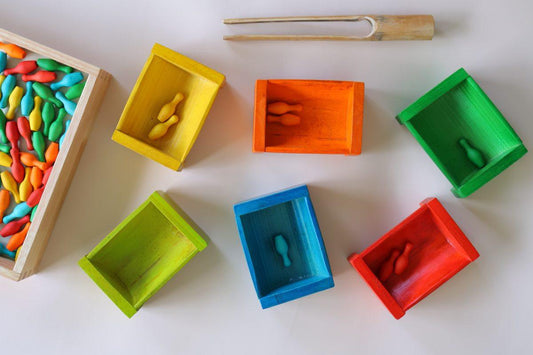 Coloured Bamboo Sorting Containers.