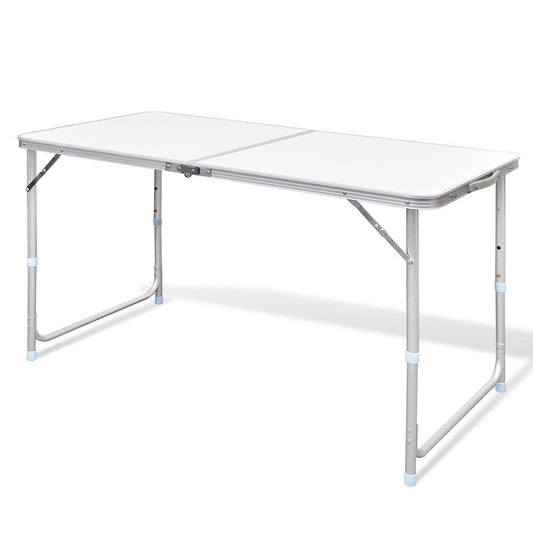 Aluminium Folding Portable Garden Camping Picnic BBQ Table Height Adjustable 120 x 60 cm - white.