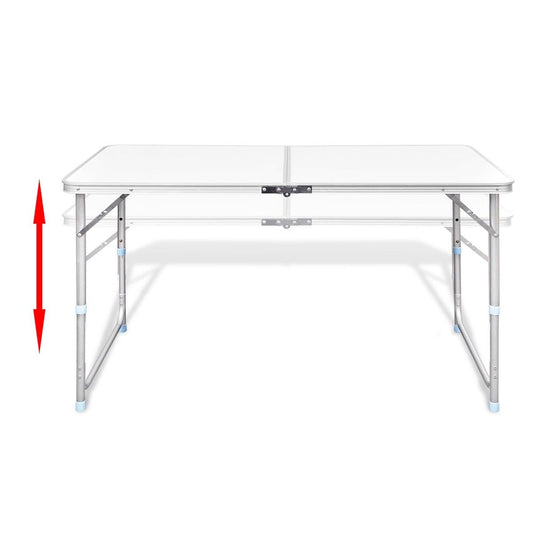 Aluminium Folding Portable Garden Camping Picnic BBQ Table Height Adjustable 120 x 60 cm - white.