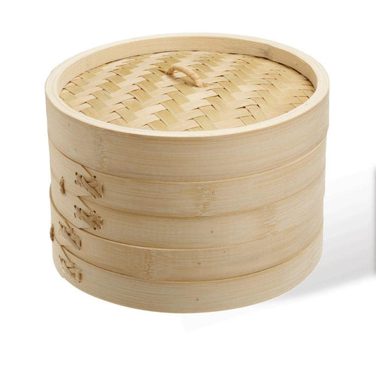 6 Inch Bamboo Steamer Set-2 Steamer Baskets With 1 Lid.