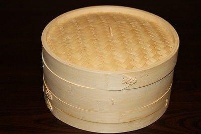 8 Inch Bamboo Steamer Set-2 Steamer Baskets With 1 Lid.