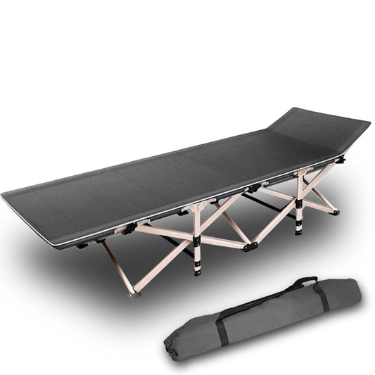 Camping Portable Stretcher Single Foldable Folding Bed Recliner Mat - grey.
