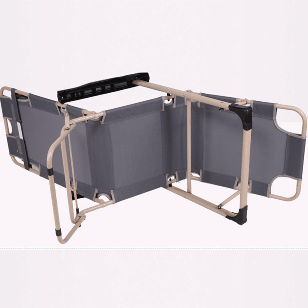 Reclining Sun Beach Deck Lounge Chair Outdoor Folding Camping Fishing Arm Rest - grey.