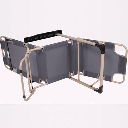 Reclining Sun Beach Deck Lounge Chair Outdoor Folding Camping Fishing Arm Rest - grey.