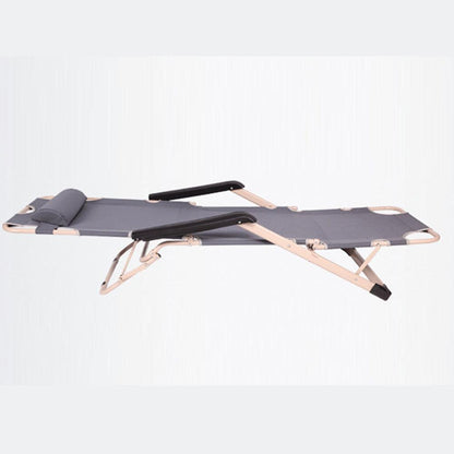 Reclining Sun Beach Deck Lounge Chair Outdoor Folding Camping Fishing Arm Rest - grey.