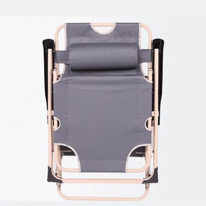 Reclining Sun Beach Deck Lounge Chair Outdoor Folding Camping Fishing Arm Rest - grey.