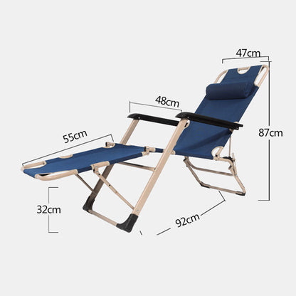 Reclining Sun Beach Deck Lounge Chair Outdoor Folding Camping Fishing Arm Rest - navy.