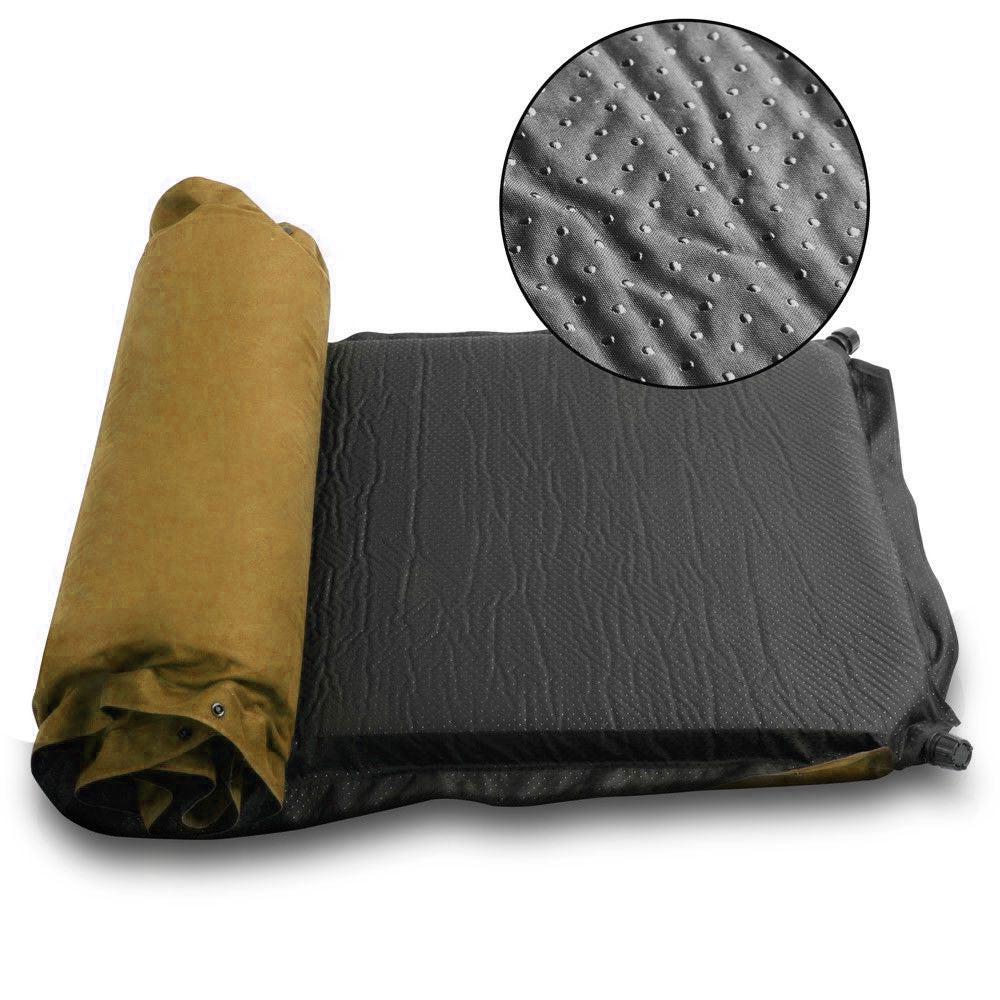 Self Inflating Mattress Sleeping Suede Mat Air Bed Camping Camp Hiking Joinable - beige.