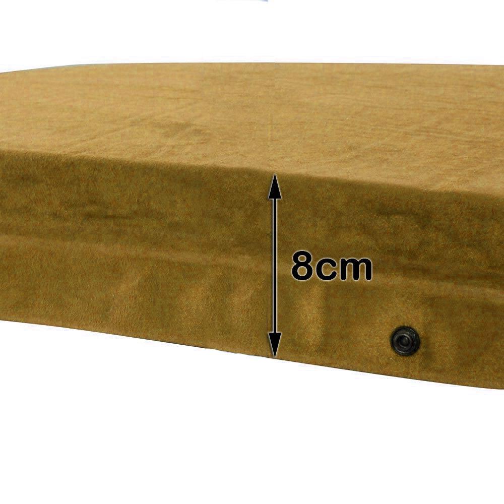 Self Inflating Mattress Sleeping Suede Mat Air Bed Camping Camp Hiking Joinable - beige.