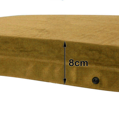 Self Inflating Mattress Sleeping Suede Mat Air Bed Camping Camp Hiking Joinable - beige.