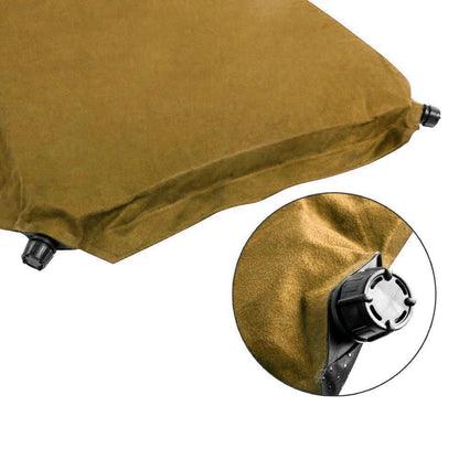 Self Inflating Mattress Sleeping Suede Mat Air Bed Camping Camp Hiking Joinable - beige.
