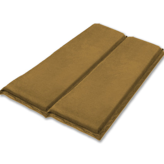 Double Self Inflating Mattress Sleeping Sedue Mat Air Bed Camping Camp Hiking Joinable - beige.