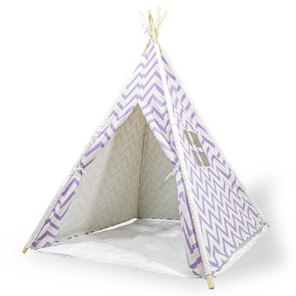 Giant Cotton Canvas Kids Teepee Wigwam Children Pretend Play Tent Indoor Outdoor Party - purple.