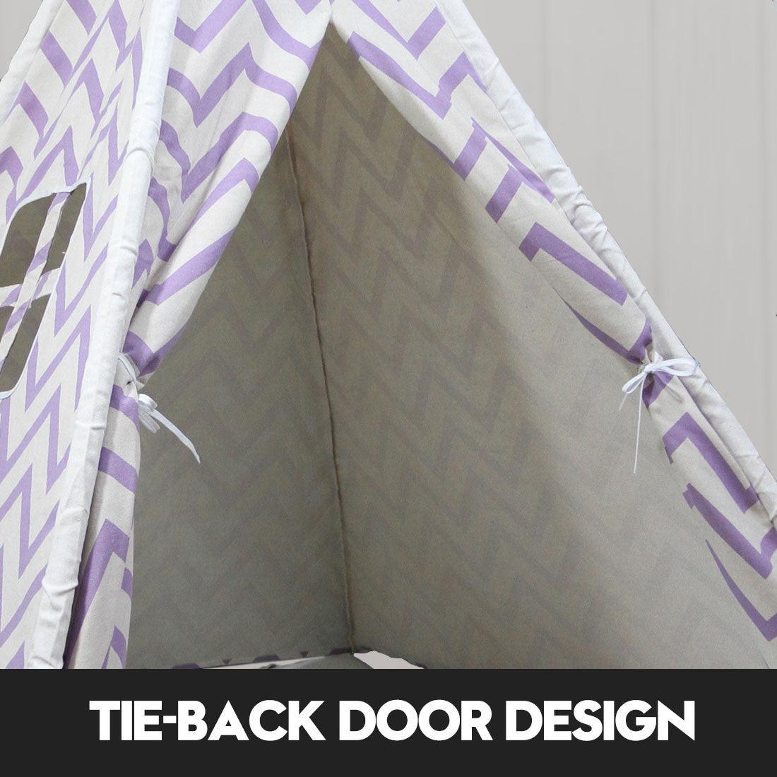 Giant Cotton Canvas Kids Teepee Wigwam Children Pretend Play Tent Indoor Outdoor Party - purple.