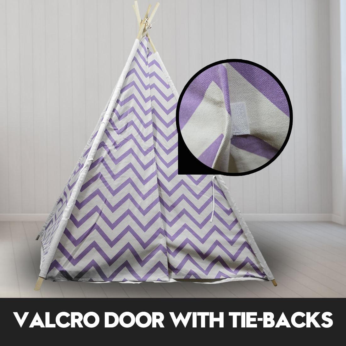 Giant Cotton Canvas Kids Teepee Wigwam Children Pretend Play Tent Indoor Outdoor Party - purple.