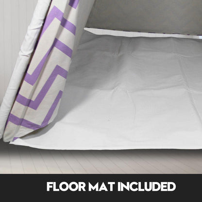 Giant Cotton Canvas Kids Teepee Wigwam Children Pretend Play Tent Indoor Outdoor Party - purple.