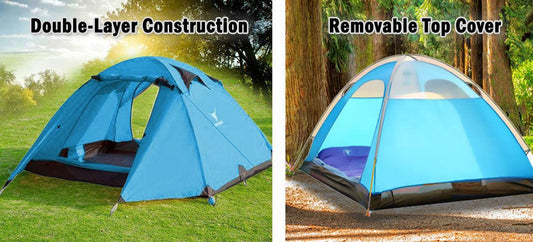 2 Person Portable Outdoor Lightweight Cycling Hiking Backpacking Camping Waterproof Tent - Blue.