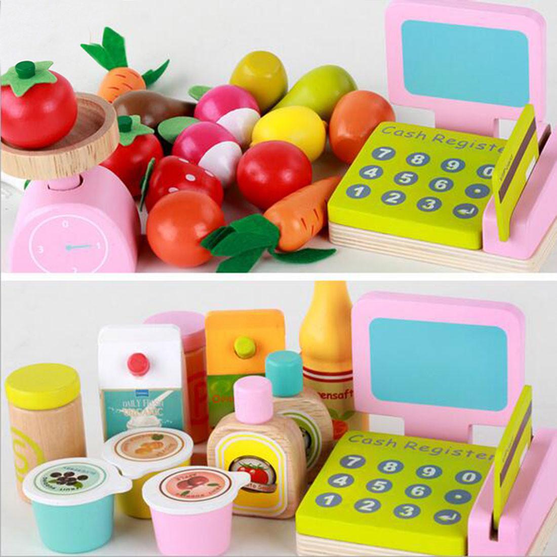 Kids Wooden Toy Pretend Play Marketplace Stand Fruit Veg Shop Stall Supermarket.