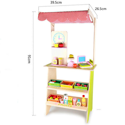 Kids Wooden Toy Pretend Play Marketplace Stand Fruit Veg Shop Stall Supermarket.