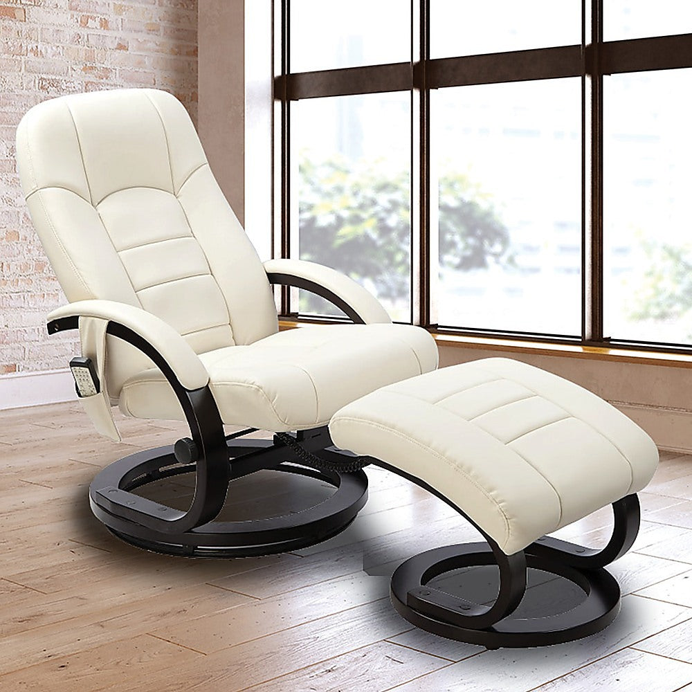 PU Leather Deluxe Massage Chair Recliner Ottoman Lounge Remote.