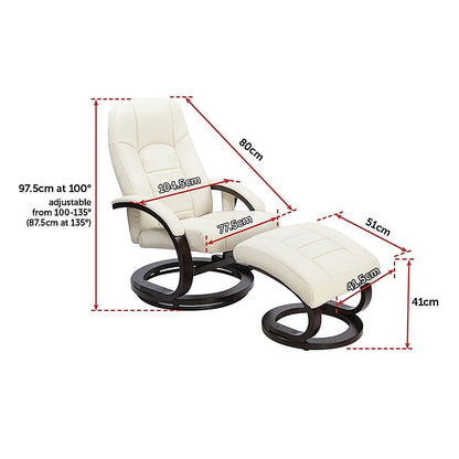 PU Leather Deluxe Massage Chair Recliner Ottoman Lounge Remote.