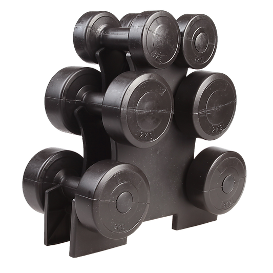 12kg Dumbbell Weights Set with Rack for Home Gym Training.