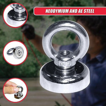 12Kg SALVAGE Strong MAGNET N52 Neodymium Eyebolt Circular Ring.