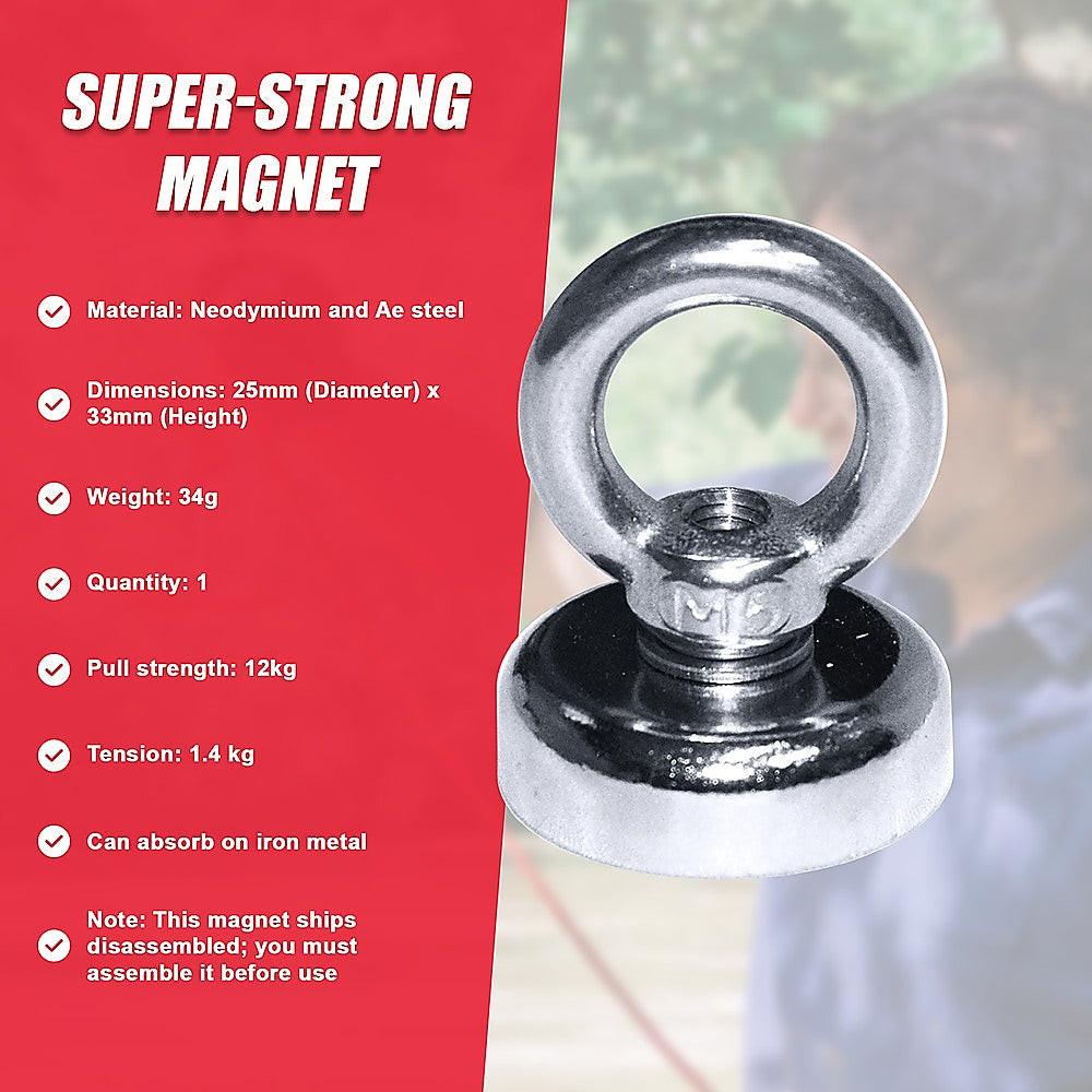 12Kg SALVAGE Strong MAGNET N52 Neodymium Eyebolt Circular Ring.