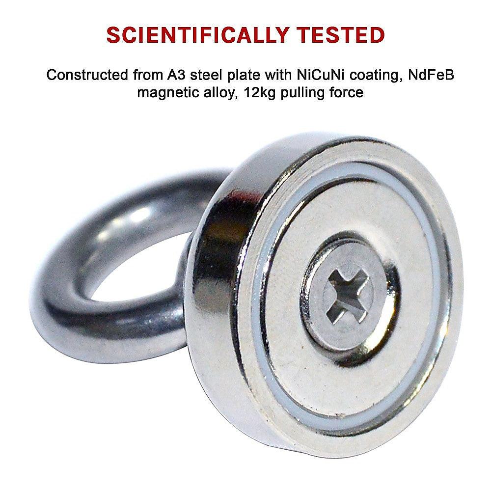 12Kg SALVAGE Strong MAGNET N52 Neodymium Eyebolt Circular Ring.