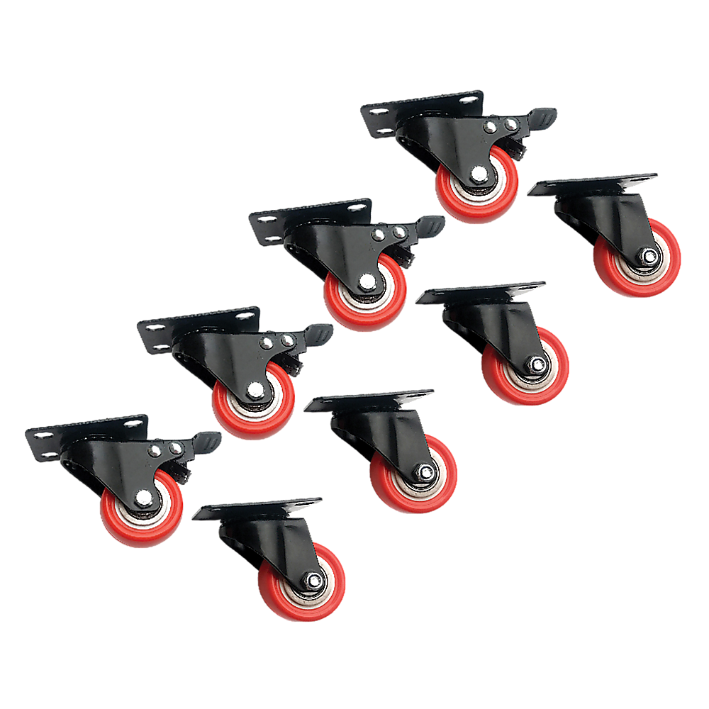 8 x 2" Polyurethane Castor Wheels - Swivel and 4 with brake.