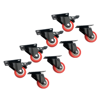 8 x 2" Polyurethane Castor Wheels - Swivel and 4 with brake.