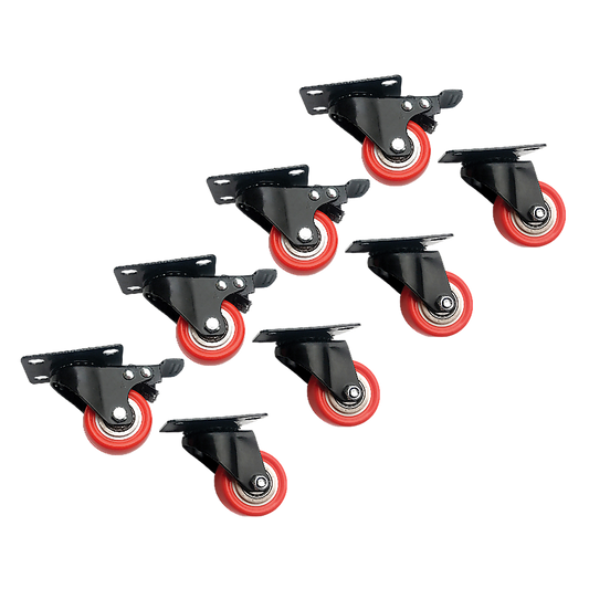 8 x 2" Polyurethane Castor Wheels - Swivel and 4 with brake.