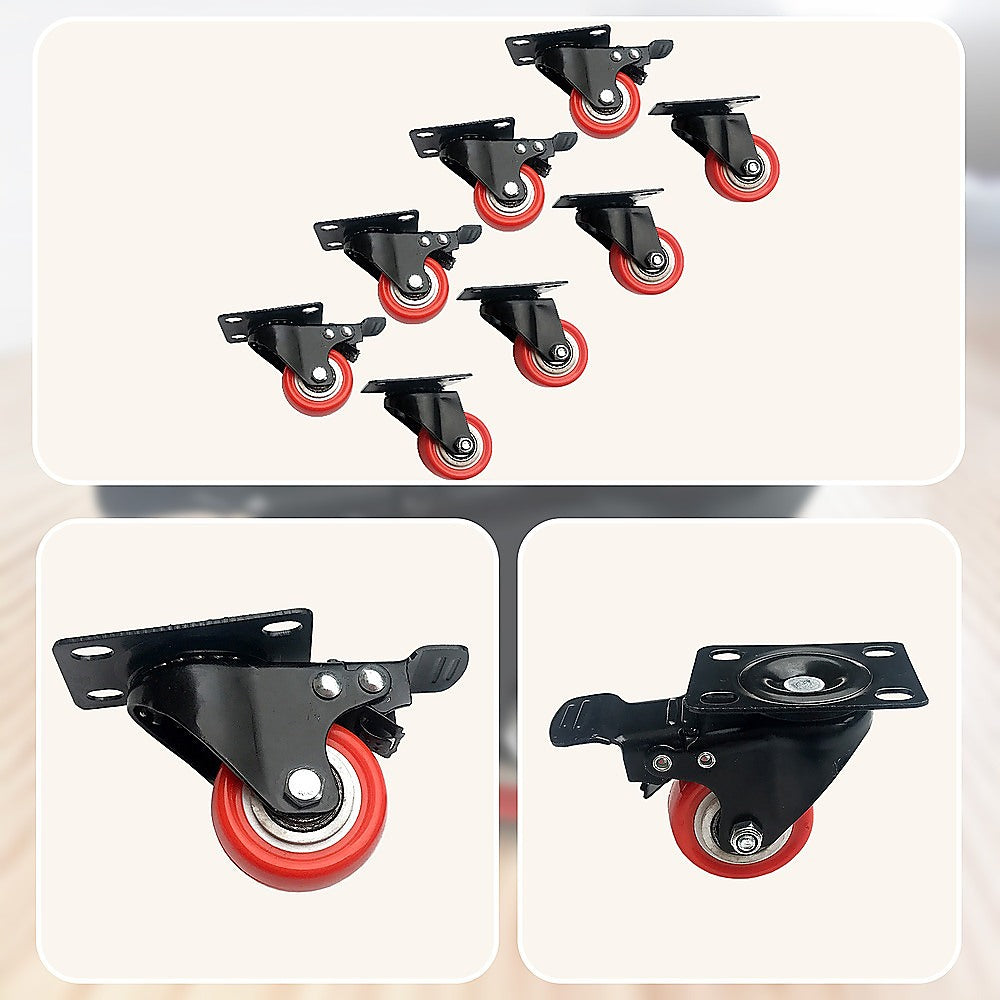 8 x 2" Polyurethane Castor Wheels - Swivel and 4 with brake.