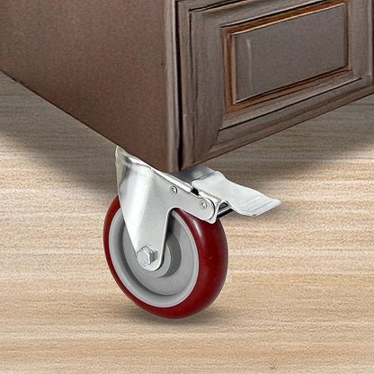 4 X 5" Heavy Duty 400kg Swivel Castor Wheels Trolley Furniture Caster All Brake.