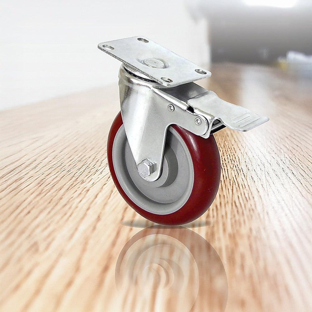4 X 5" Heavy Duty 400kg Swivel Castor Wheels Trolley Furniture Caster All Brake.