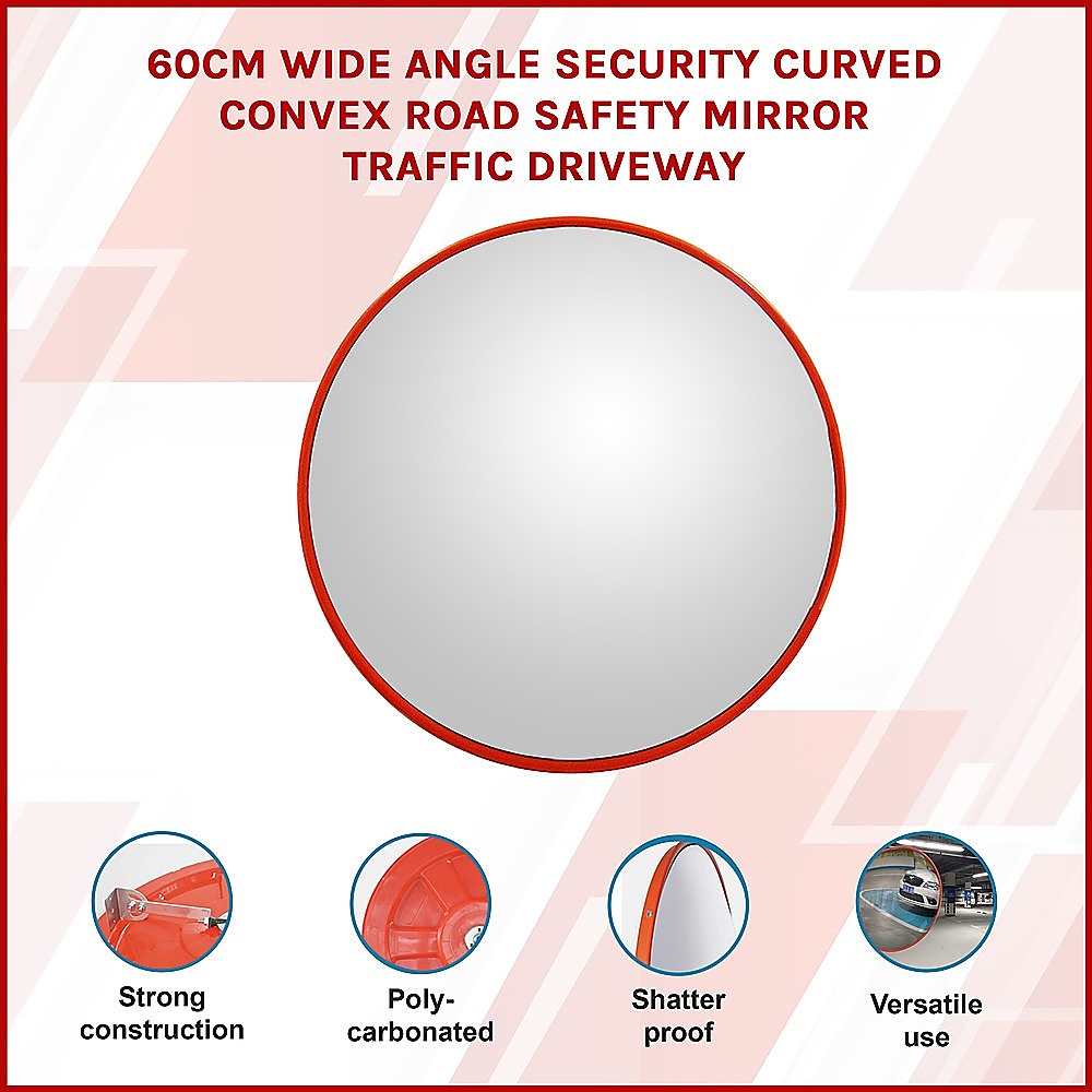 60cm Wide Angle Security Curved Convex Road Safety Mirror Traffic Driveway.