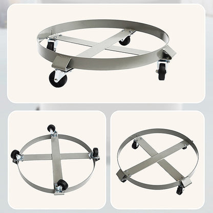 Drum Dolly 450kg 55 Gallon w Swivel Casters Heavy Duty Steel Frame Non Tipping.