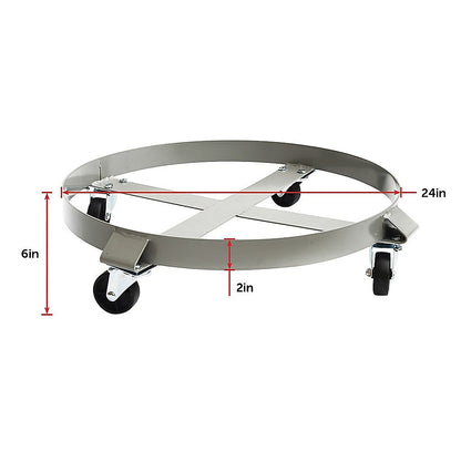 Drum Dolly 450kg 55 Gallon w Swivel Casters Heavy Duty Steel Frame Non Tipping.