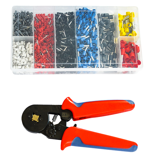 1200Pcs Bootlace Ferrule Crimper kit 0.25-10mm2 Cord End Ratchet Crimping Tool.