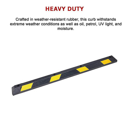 180cm Heavy Duty Rubber Curb Parking Guide Wheel Driveway Stopper Reflective Yellow.