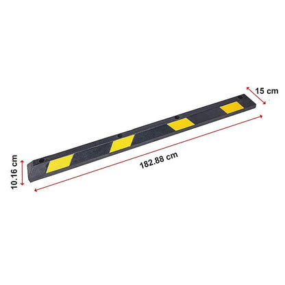 180cm Heavy Duty Rubber Curb Parking Guide Wheel Driveway Stopper Reflective Yellow.