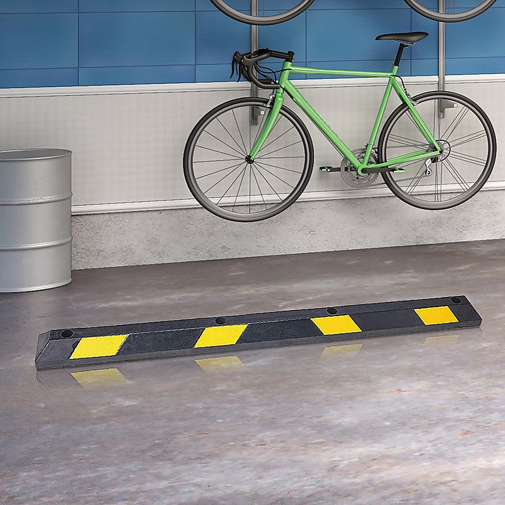 180cm Heavy Duty Rubber Curb Parking Guide Wheel Driveway Stopper Reflective Yellow.