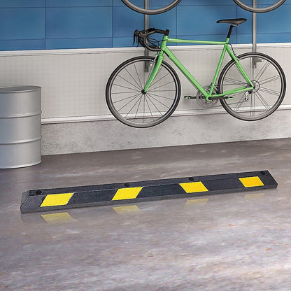 180cm Heavy Duty Rubber Curb Parking Guide Wheel Driveway Stopper Reflective Yellow.