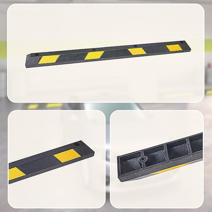 180cm Heavy Duty Rubber Curb Parking Guide Wheel Driveway Stopper Reflective Yellow.
