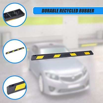180cm Heavy Duty Rubber Curb Parking Guide Wheel Driveway Stopper Reflective Yellow.
