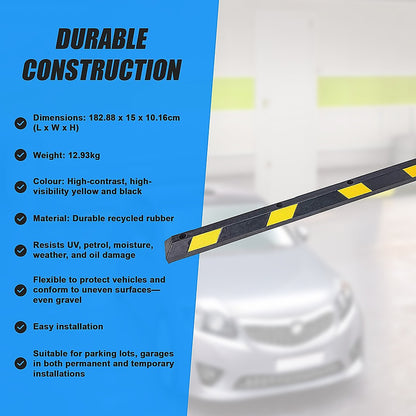 180cm Heavy Duty Rubber Curb Parking Guide Wheel Driveway Stopper Reflective Yellow.