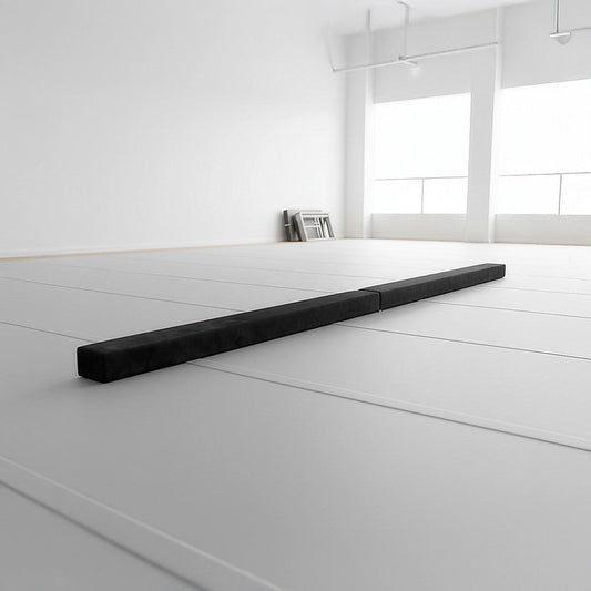 2.2m Gymnastics Folding Balance Beam Black Synthetic Suede.