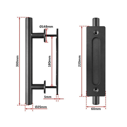 Carbon Steel Door Handle & Flush Pull Wood Door Gate Hardware 12"