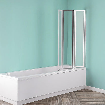 4 Fold Chrome Folding Bath Shower Screen Door Panel 1000 x 1400mm